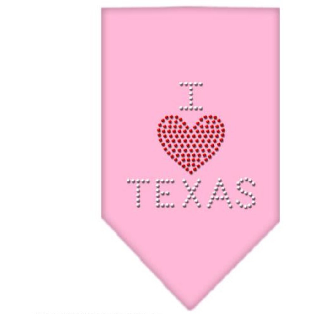 Mirage Pet Products I Heart Texas Rhinestone Bandana, Small, Light Pink