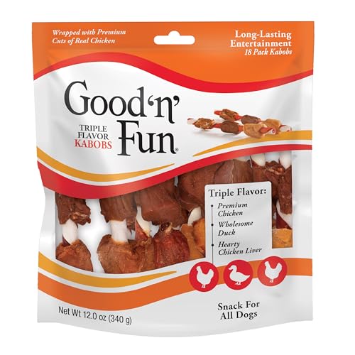 Good N Fun Triple Flavored Rawhide Kabobs for Dogs