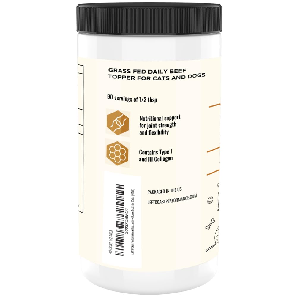 8oz Beef Bone Broth Powder for Dogs and Cats - Human Grade Grass-Fed for Picky Eaters - Supports Joints and Gut Health - Single