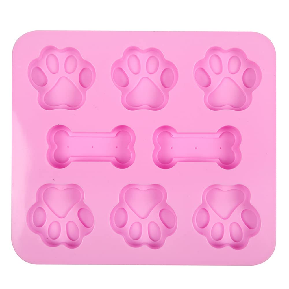 Silicone Puppy Treat Molds Puppy Paw Print & Dog Bone Shaped Molds Dog Treat Molds Used for Baking Chocolate Candy Jelly Ice Cub
