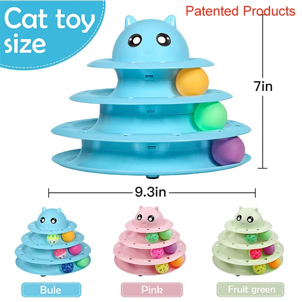 UPSKY 20 PCS Cat Roller Toy 3-Level Turntable for Indoor Cats - Kitten Set With Teaser, Mice, Spring, and Various Ball Toys