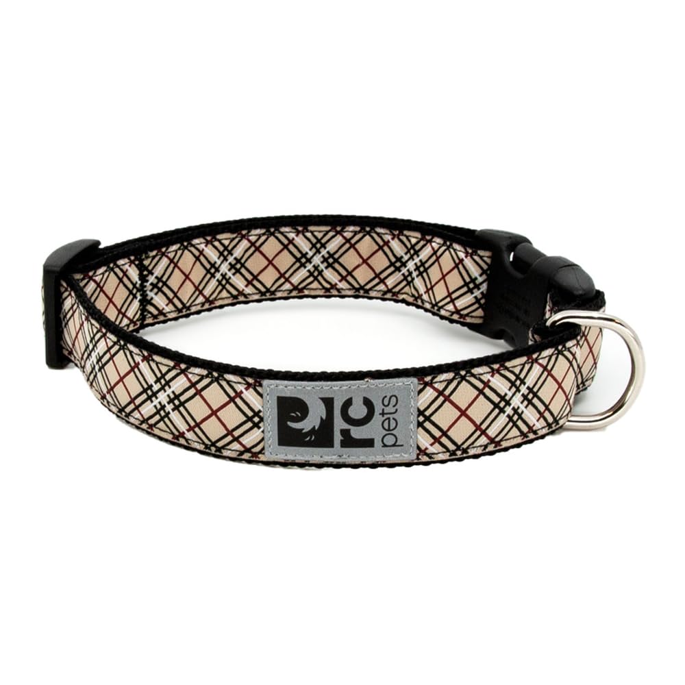 Rc Pets 3/4 Inch Adjustable Dog Clip Collar, Small, Tan Tartan