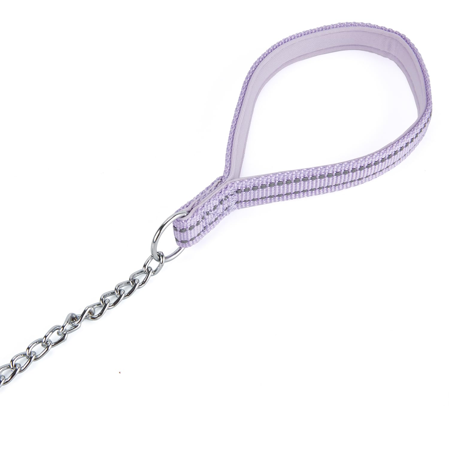 Petiry Chew Proof Metal Chain Leash,Nylon Handle With Soft Neoprene Padding And Reflective Stripe For Medium Dogs.(M, Purple Han
