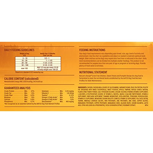 Natures Recipe Grain Free Chicken, Sweet Potato & Pumpkin Recipe Dry Dog Food, 24 lb. Bag