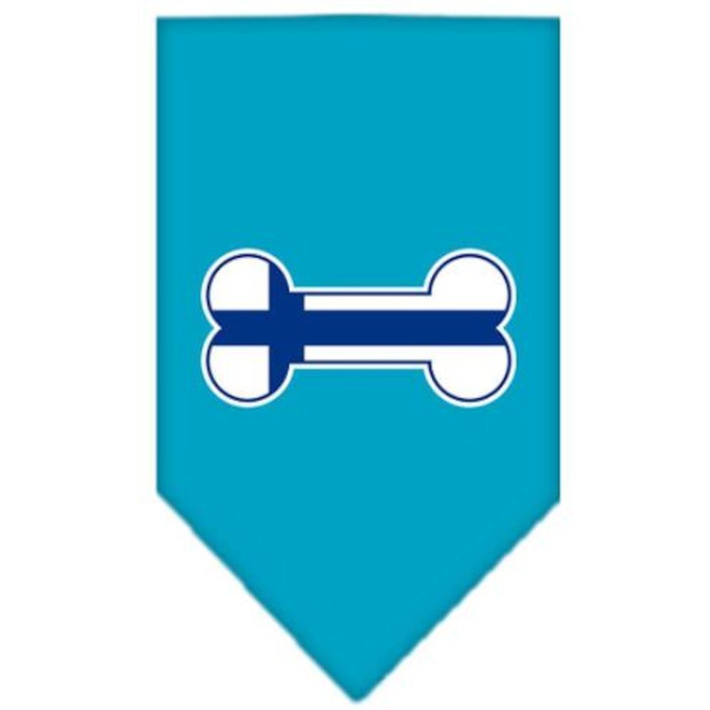 Mirage Pet Products Bone Flag Finland Screen Print Bandana for Pets, Small, Turquoise