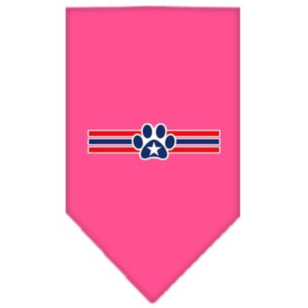 Pet and Dog Bandana Screen Printed, &quot;Patriotic Star Paw&quot; Bright Pink Large