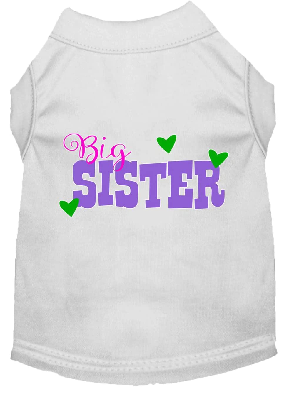 Pet Dog & Cat Shirt Screen Printed, &quot;Big Sister&quot; White SM (3-6 lbs.)