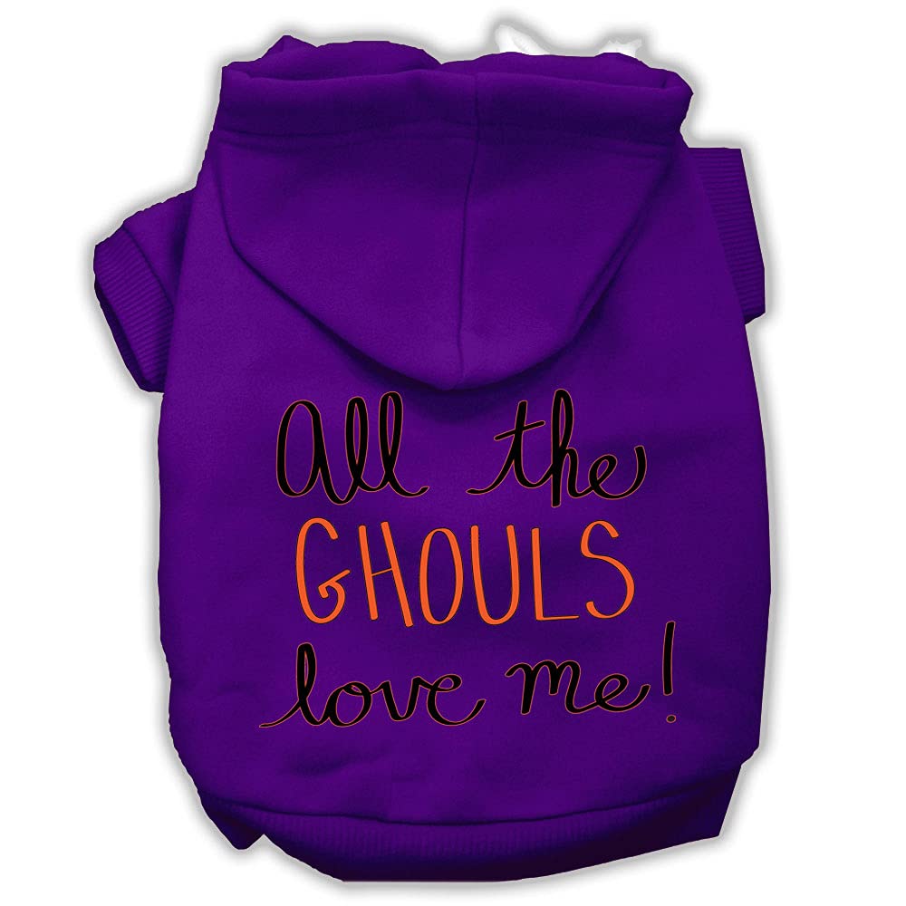 All The Ghouls Screenprint Dog Hoodie Purple Xs 8