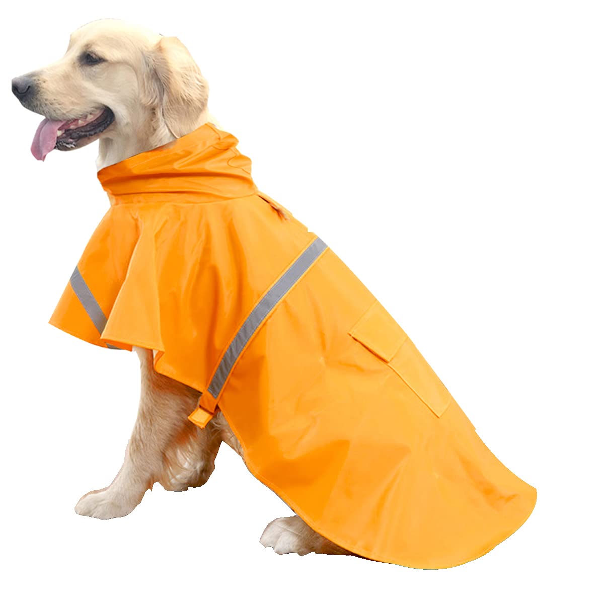 Hapee Dog Raincoats For Large Dogs With Reflective Strip Hoodie,Rain Poncho Jacket For Dogs