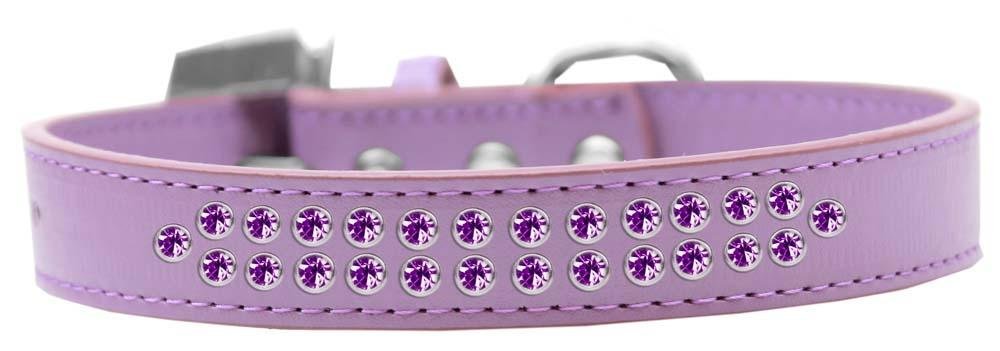 Mirage Pet Products Two Row Purple Crystal Lavender Dog Collar, Size 14