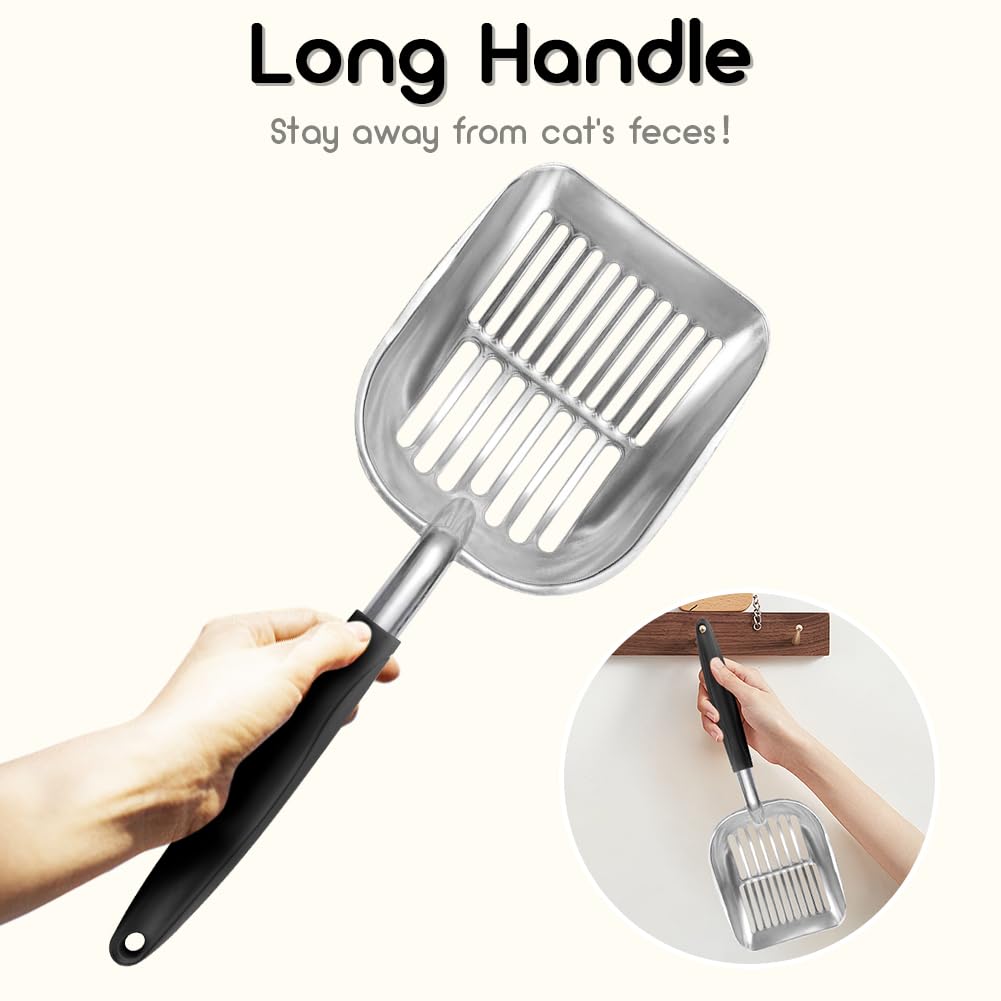 Cat Litter Scoop - Sturdy Mesh Scooper,Long Handle Cat Scooper,Aluminum Alloy Sifter Metal Scoop,Poop Sifting,Mesh Shovel,Suitab