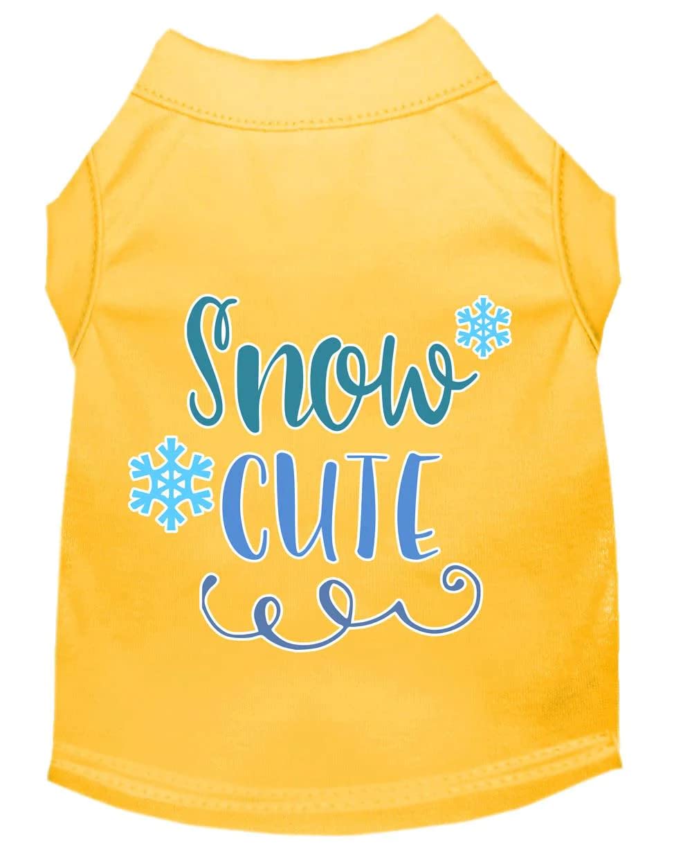 Christmas Pet Dog & Cat Shirt Screen Printed, &quot;Snow Cute&quot; Yellow 3XL (25-35 lbs.)