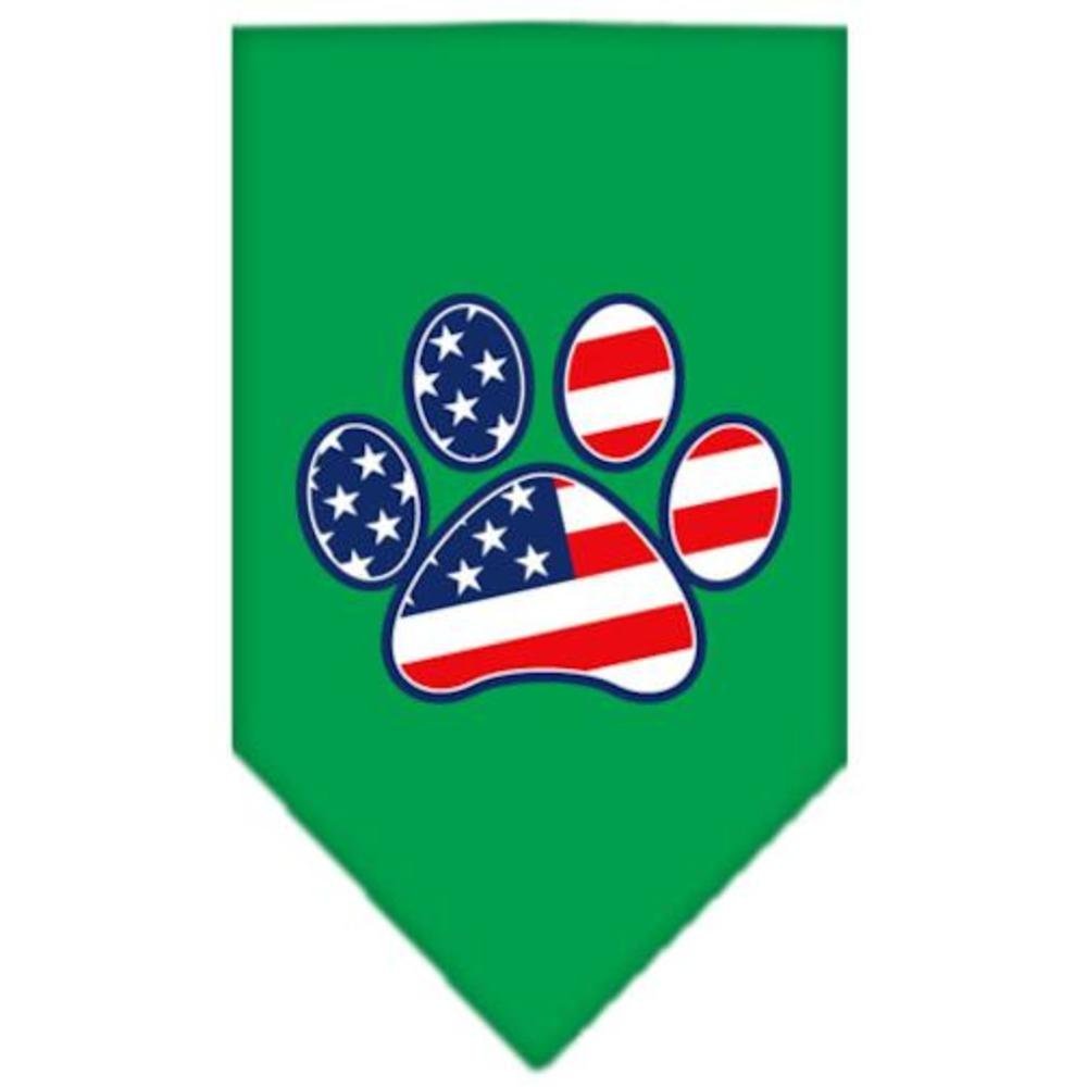 Pet and Dog Bandana Screen Printed, &quot;Patriotic Paw&quot; Emerald Green Small