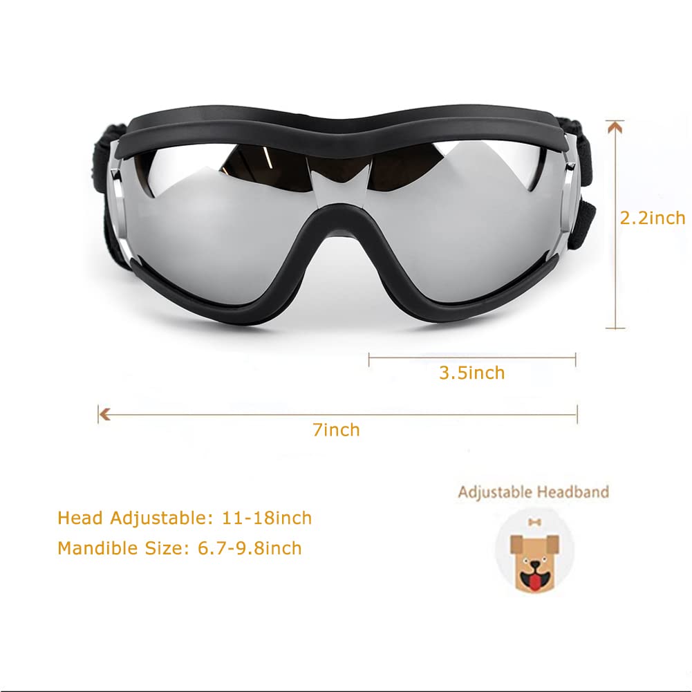 UV Protection Dog Goggles for Medium & Large Dogs - Waterproof Windproof Sunglasses, Durable Protective Eyewear for Long-Snout B