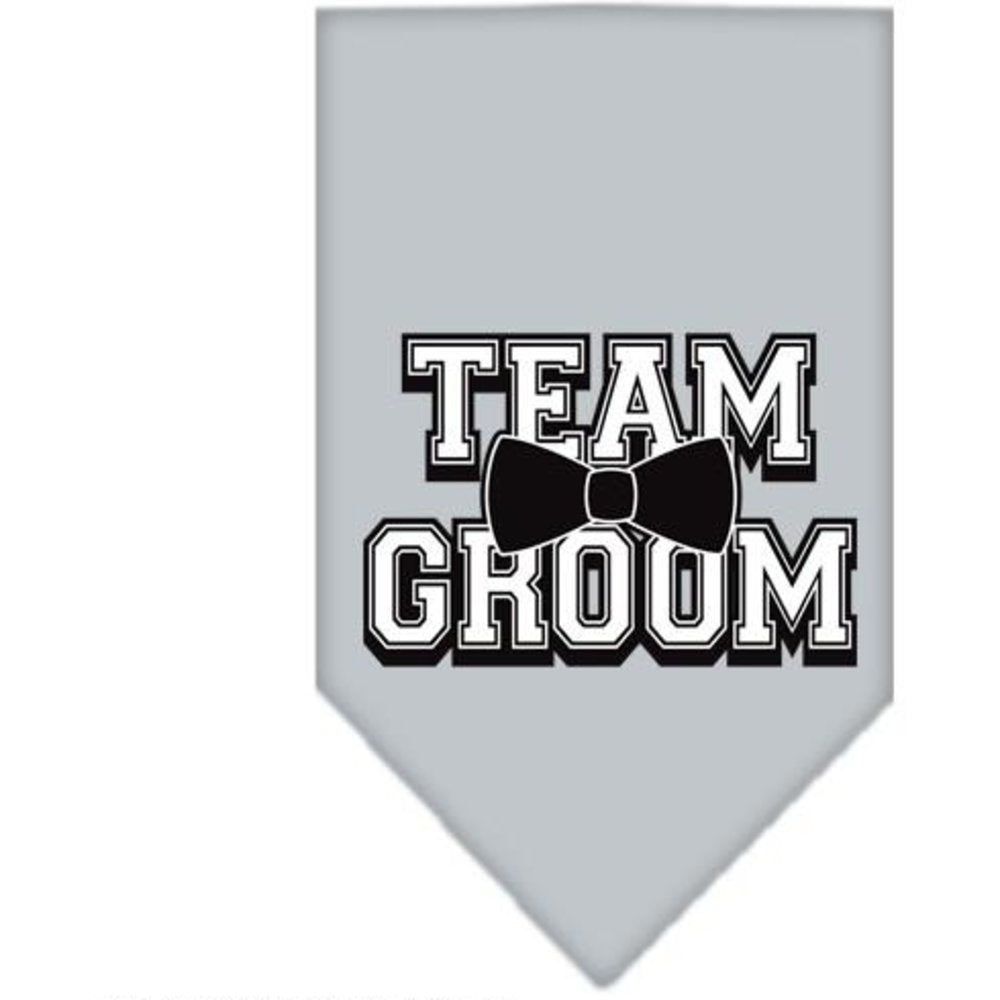 Pet and Dog Bandana Screen Printed, &quot;Team Groom&quot; Grey Small