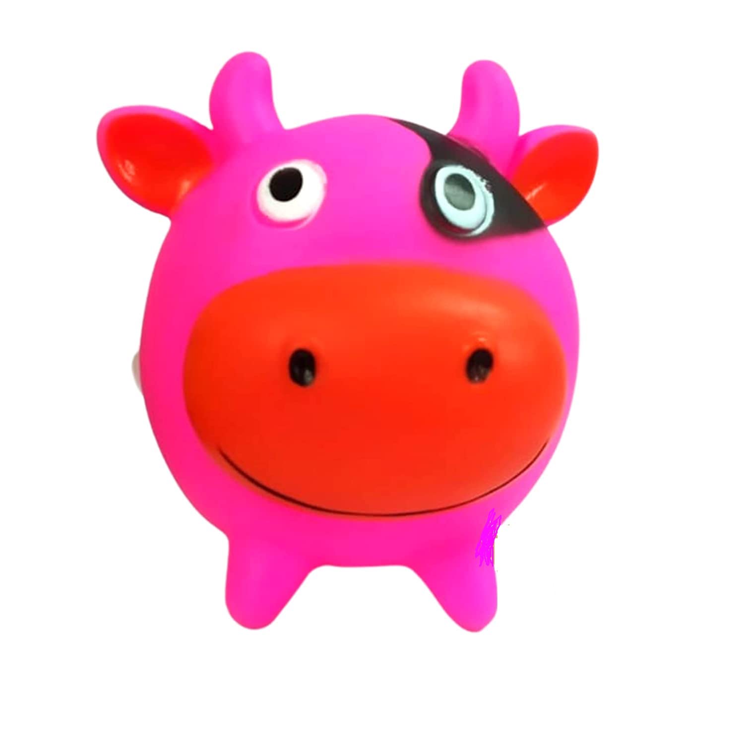 Psk Pet Mart Natural Rubber Light Weight Squeaky Vinyl Cow Face Toy For Chewing, Playing, Training, Dental Health, Dogs & Puppie