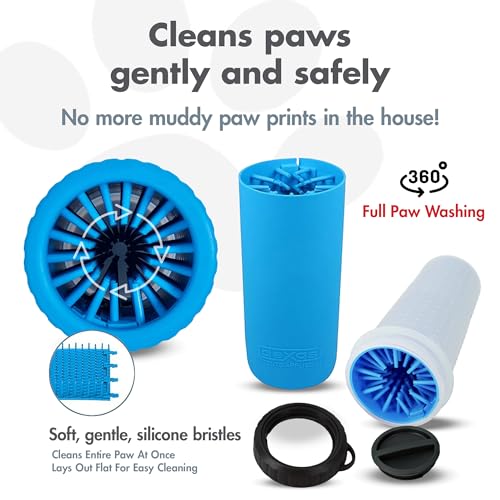 Dexas Lidded Mudbuster Portable Dog Paw Cleaner, Pro Blue, Large With Lid