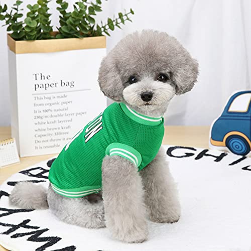 Dog Clothes Basketball Mesh Breathable T-Shirt,Pet Clothes Puppy Sportswear Spring/Summer Fashion Dog Shirt. (Green, Large)