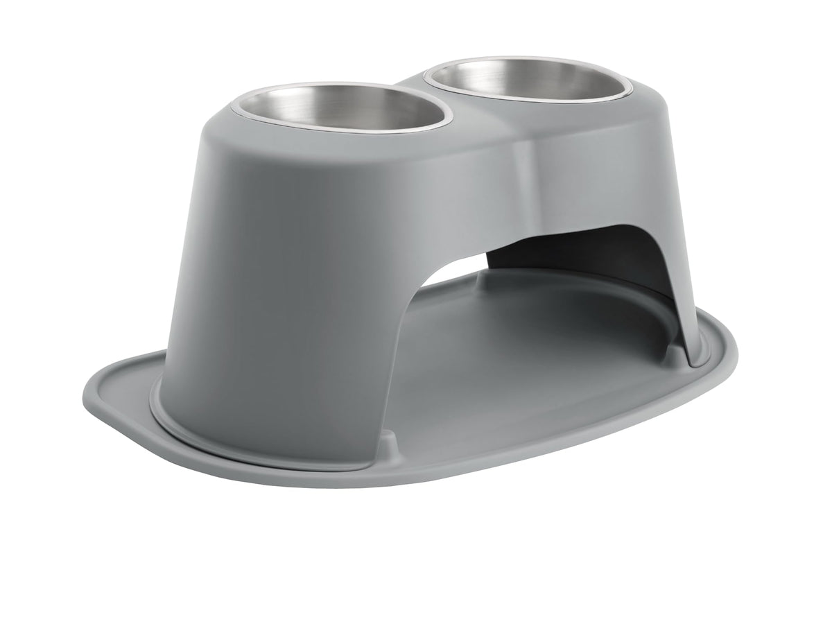 Weathertech Double High Pet Feeding System - Elevated Dog/Cat Bowls - 12 Inch High Dark Grey (Dhc6412Dgdg)