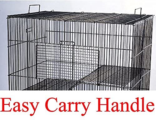 3-Levels Easy Collapsible Ferret Chinchilla Sugar Glider Rats Mouse Animal Critter Chew-Proof Metal Carrier Travel Cage With Narrow 3/8-Inch Bar Spacing Easy To Setup No Tools Needed Easy Storage
