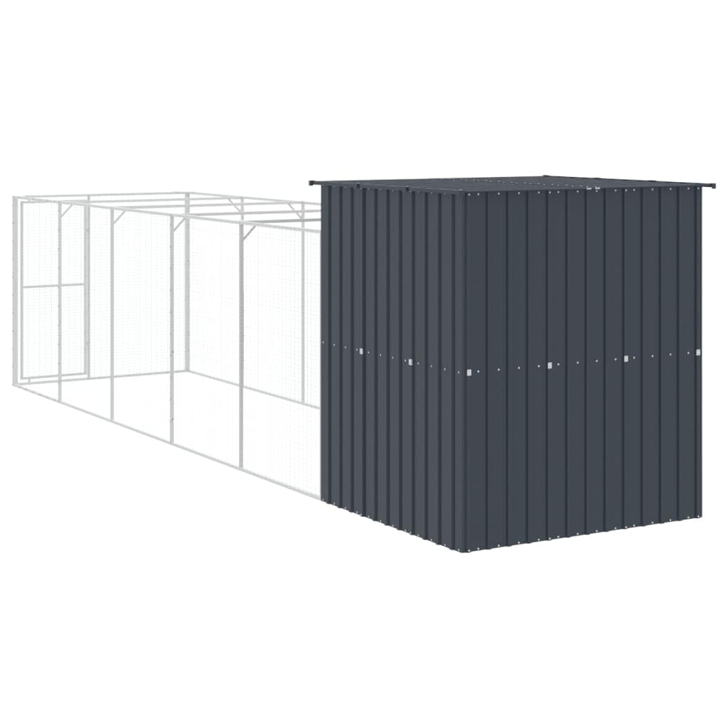 vidaXL Dog House with Run Anthracite 65x259.4x71.3 Galvanized Steel