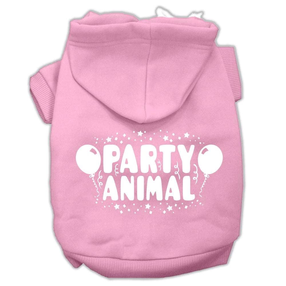 Mirage Pet Products 10&quot; Party Animal Screen Print Pet Hoodie, Small, Light Pink