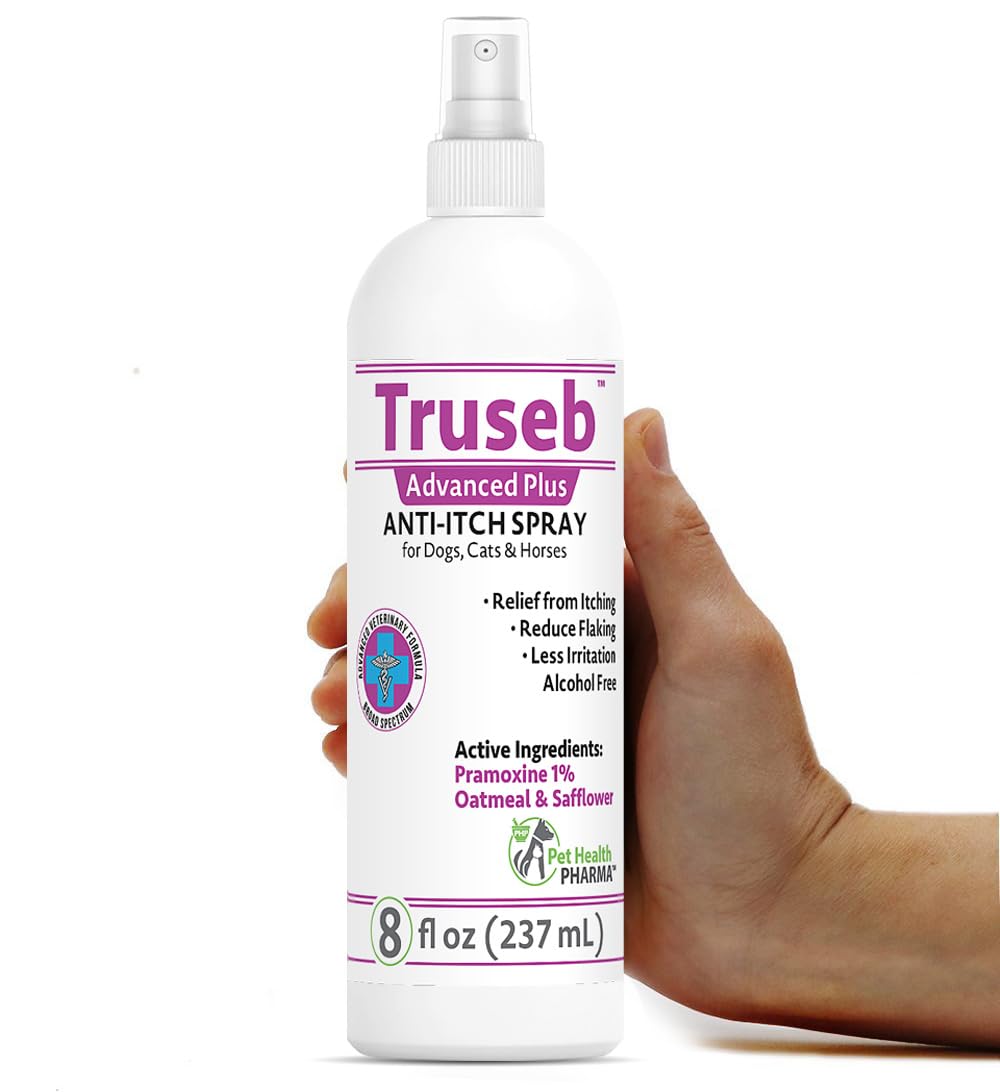 Pet Health Pharma Truseb | Pramoxine HCL 1% Spray for Dogs and Cats with Moisturizing Oatmeal Made in U.S.A (8 oz)