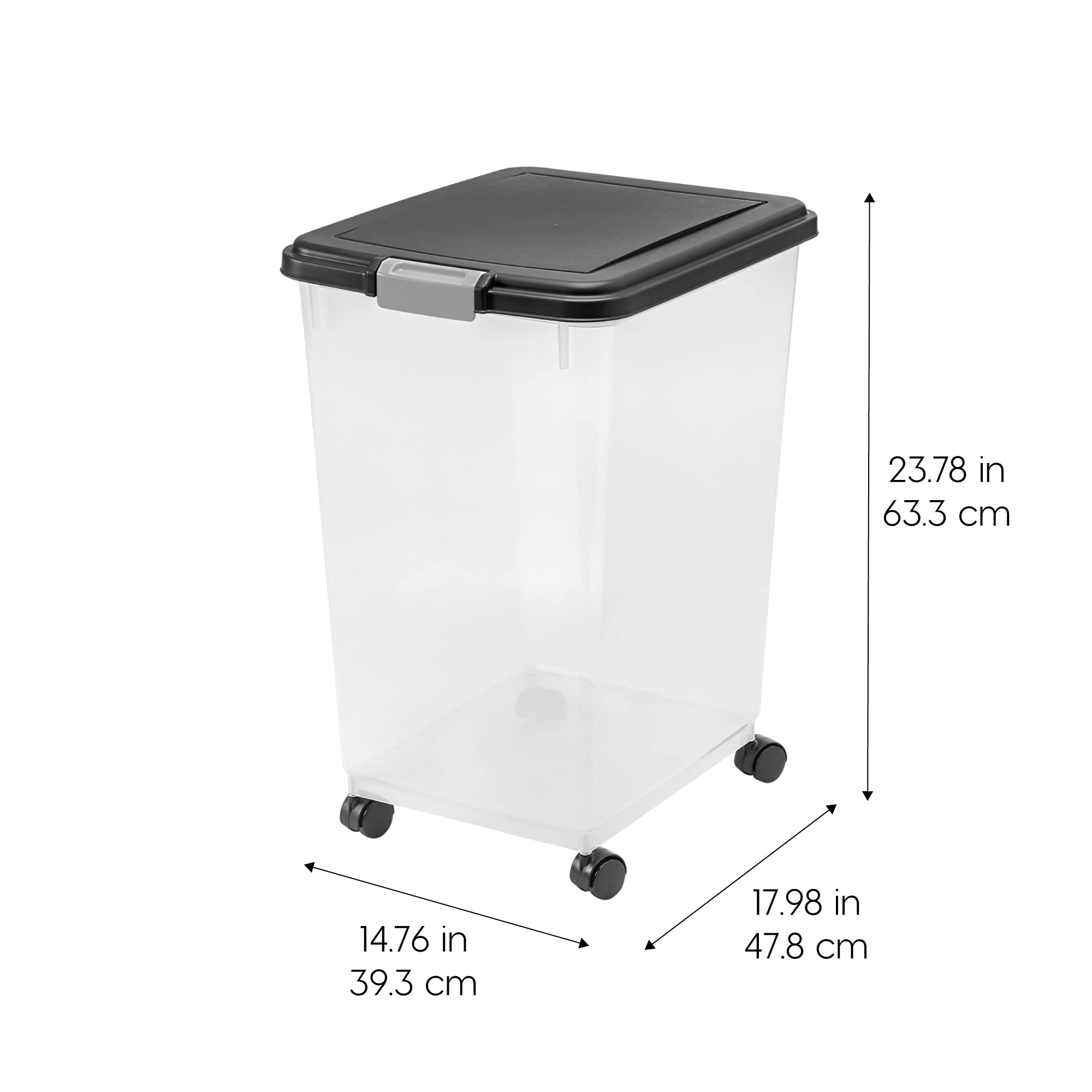 IRIS USA Dog Food Storage Container, Up to 54 Pounds, Attachable Wheels, For Dog Cat Bird and Other Pet Food Storage Bin, Keep F
