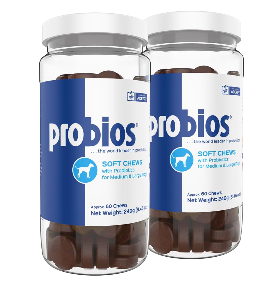 Probios for Dogs Soft Chews, Daily Probiotic Supplement for Gut Health, Digestion and Immune Support Medium and Large Breeds, Ch