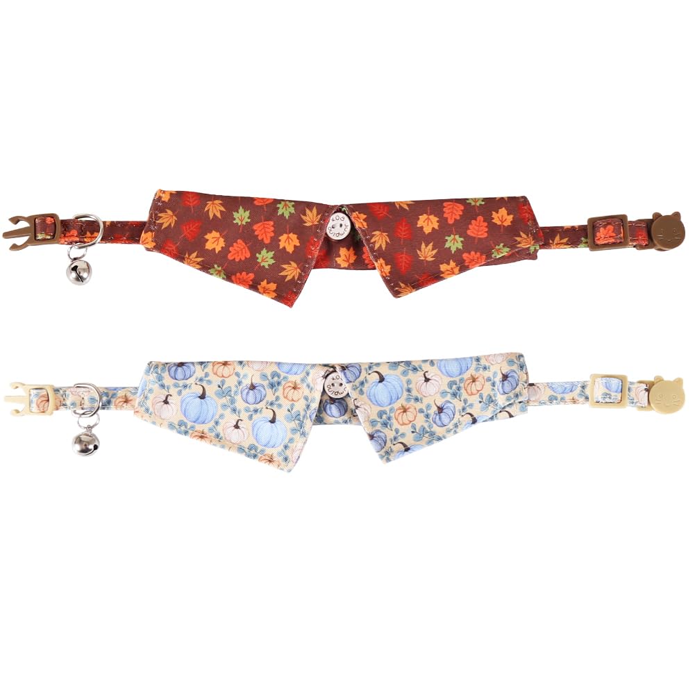 Lamphyface Fall Cat Collar Thanksgiving Day Breakaway With Bow Tie And Bell Autumn Holiday For Kitty Adjustable Safety
