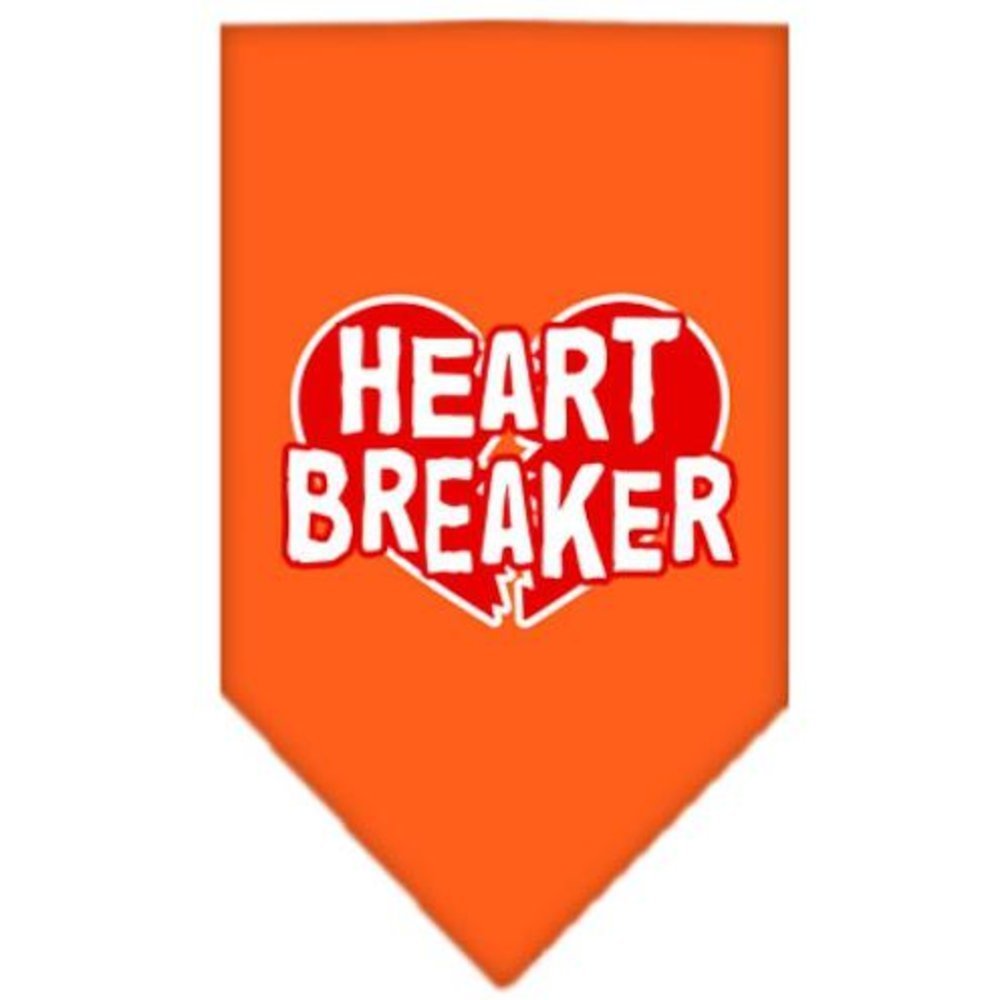 Pet and Dog Bandana Screen Printed, &quot;Heart Breaker&quot; Orange Large