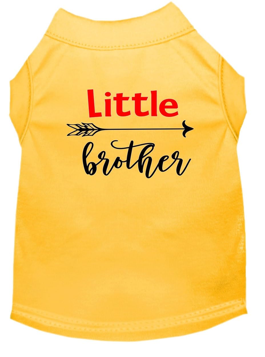 Pet Dog & Cat Shirt Screen Printed, "Little Brother" Yellow XS (0-3 lbs.)