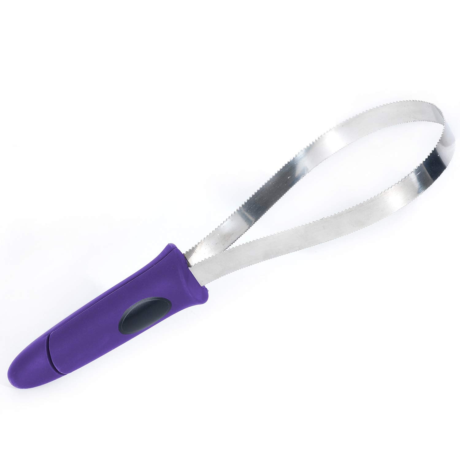 Both Winners Dual-Sided Shedding Blade With Stainless Steel Blade De-Shedding Tool For All Dog Coat Types- Soft Touch Grip (Purp