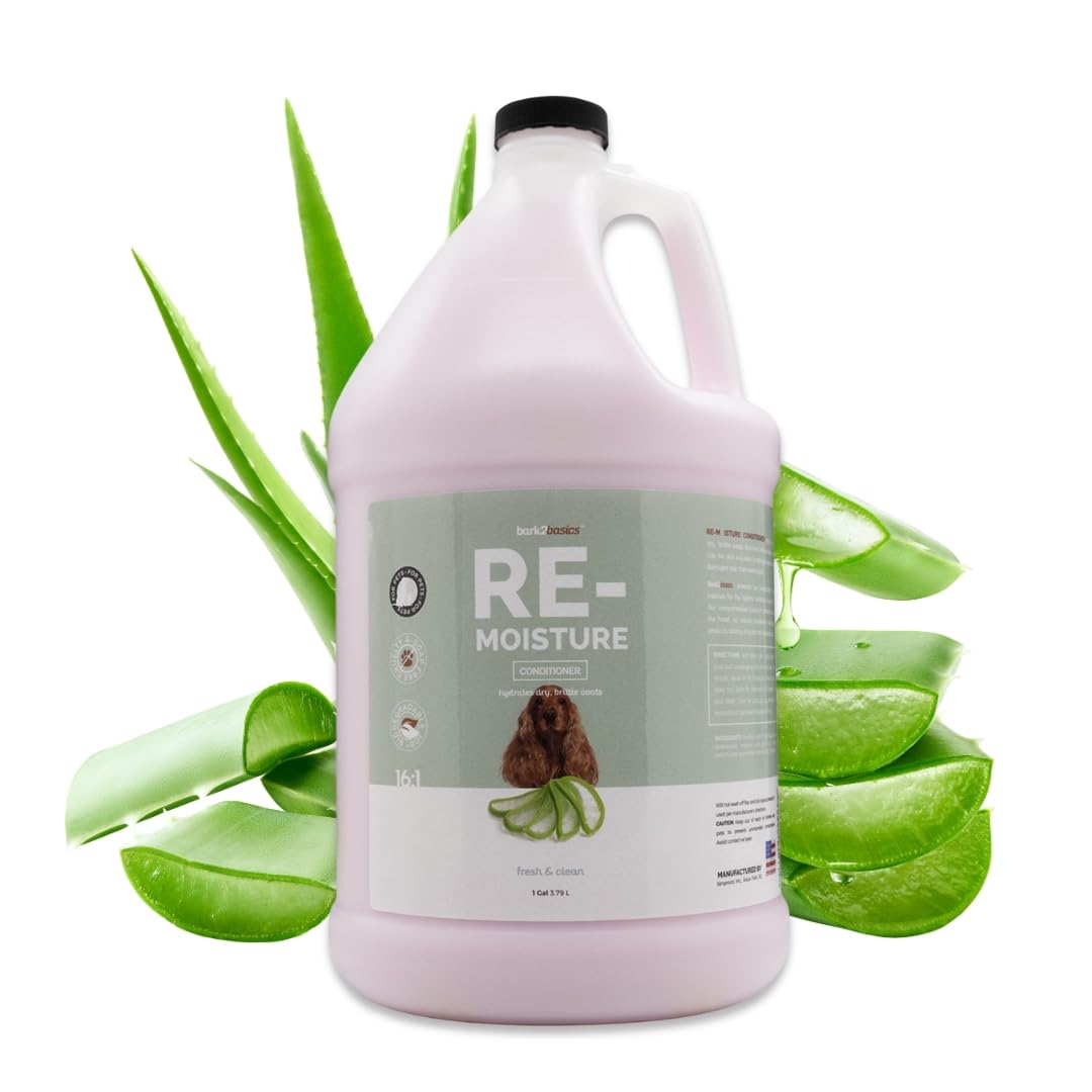 Bark 2 Basics Re-Moisture Dog Conditioner, 1 Gallon | Aloe Vera Infused, Adds Moisture, Hydrates Dry Itchy Skin, Sensitive Skin 