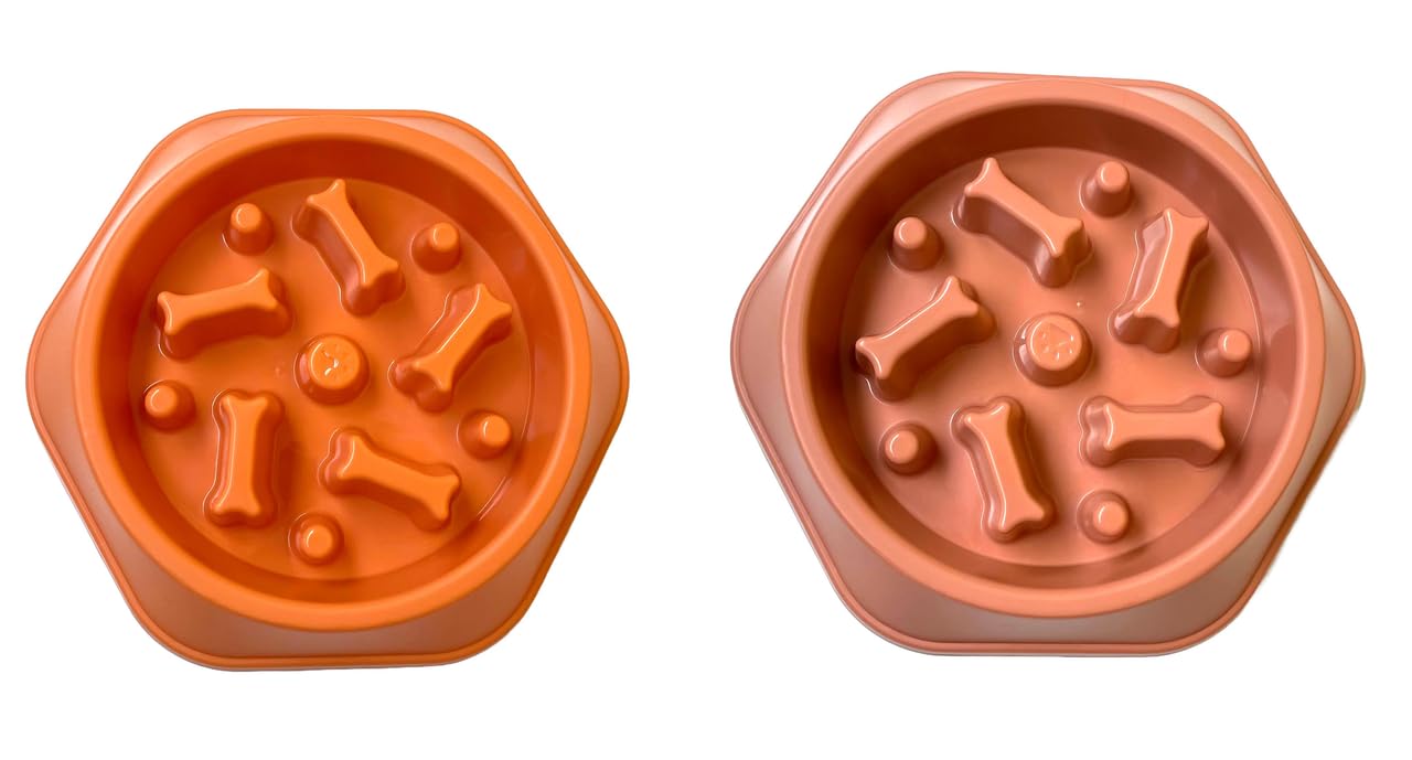 Urban Pet Gallery Pet Bowl, Feeding Bowl, Dog Bowl, Slow Eating Bowl For Dogs And Cats, (Orange) And Pet Bowl, Feeding Bowl, Dog