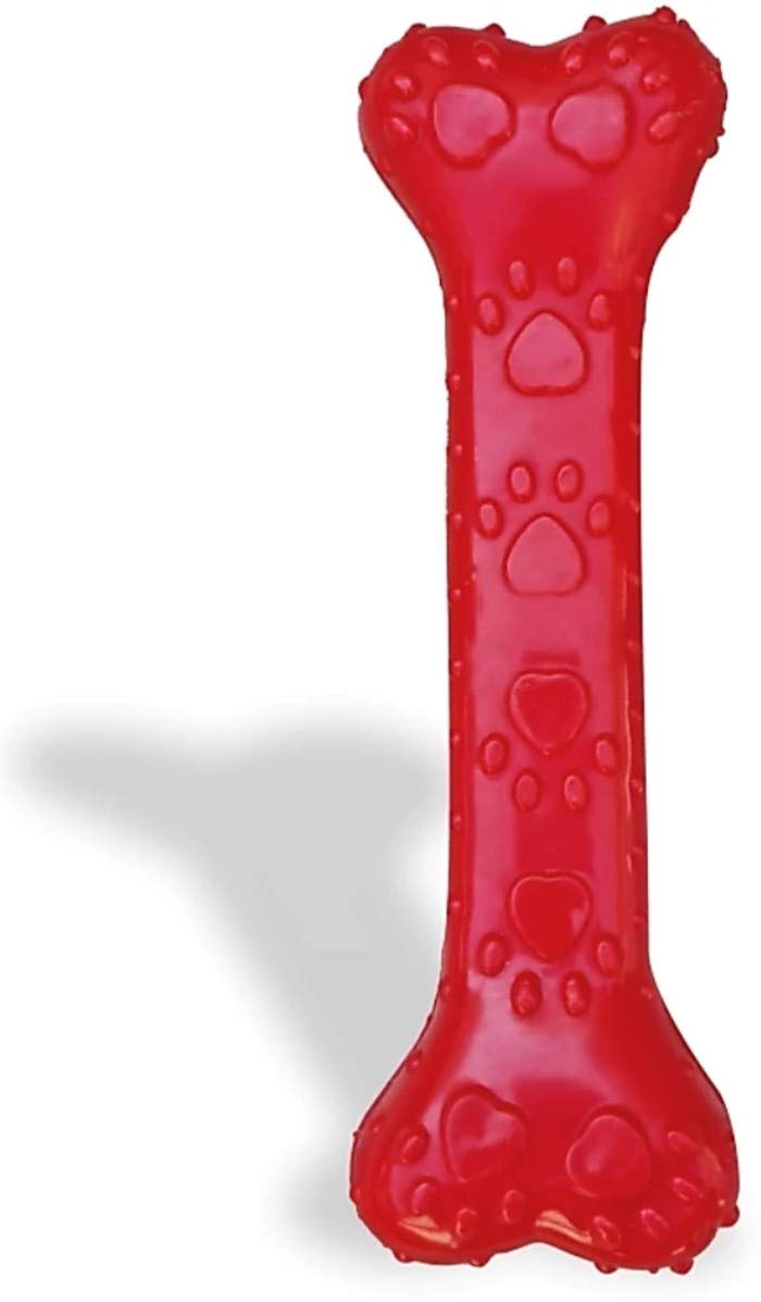 D&C Paws Natural Rubber Dog Bone Chew Toy, Puppy Teething Toy, 6 Inches, Colour May Vary (Pack Of 1)