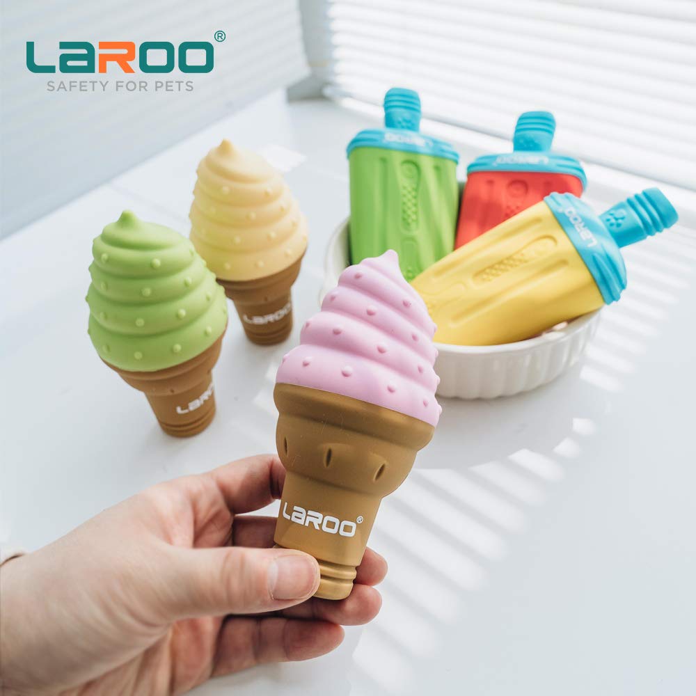 Laroo Dogs Toys For Summer Cooling, Frozen Dog Toys, Full With Water Frozen, Prevention Of Heat Stroke Upgraded Teething Chew Toy (Dog Ice Cream Shape-Yellow).