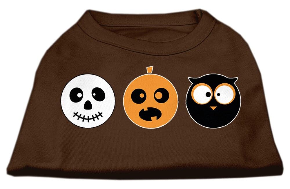 Halloween Pet Dog & Cat Shirt Screen Printed, 'The Spook Trio' Brown Sm (3-6 Lbs.)