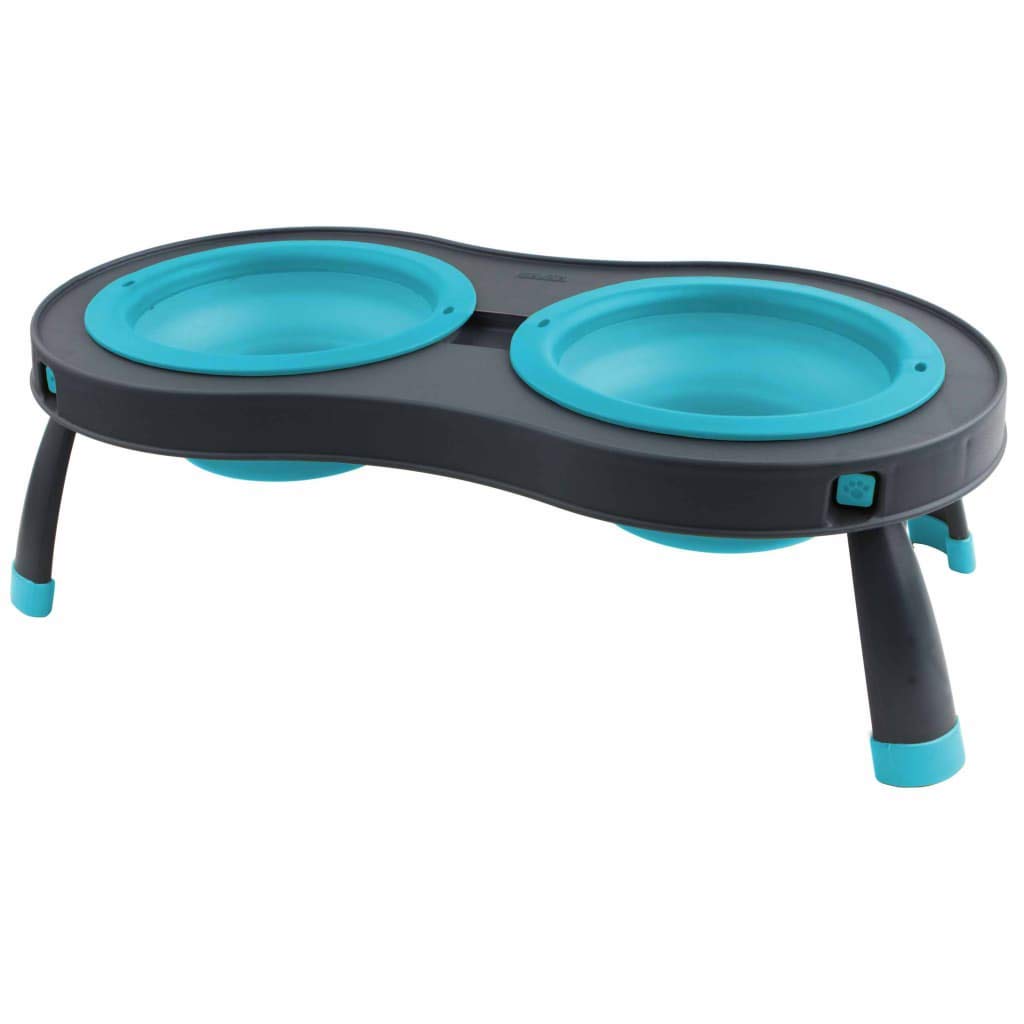 Dexas Popware for Pets Double Elevated Pet Feeder, Small, Gray/Blue