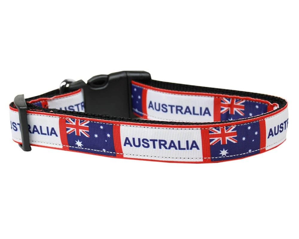 Pet Dog & Cat Nylon Collar or Leash, &quot;Australia Flag&quot; MD Collar