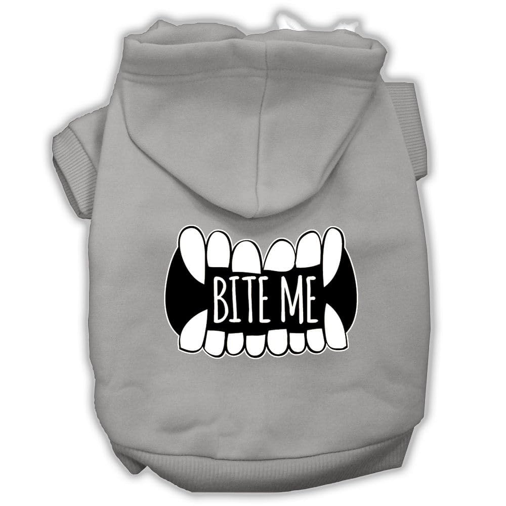 Bite Me Screenprint Dog Hoodie Grey L 14