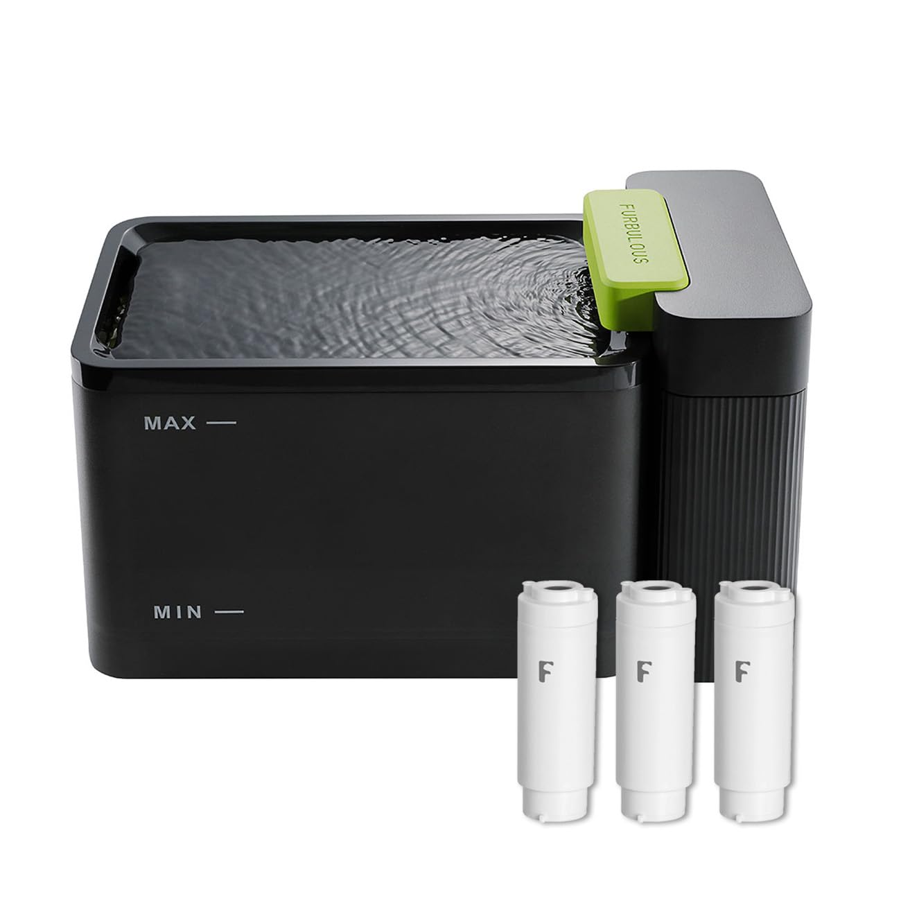 Furbulous True Clean-Drinking Automatic Water Dispenser with Ultrafiltration Tech, 316 Stainless Steel & BPA-Free Trays, 3.3L/11