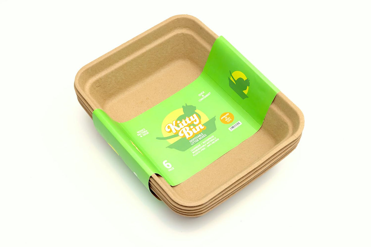 Kitty Bin Disposable Litter Boxes For Cats | Large Biodegradable Litter Box 17.5 X 4 X 10.5 Inches | Rabbit, Hampster,Guinea Pig
