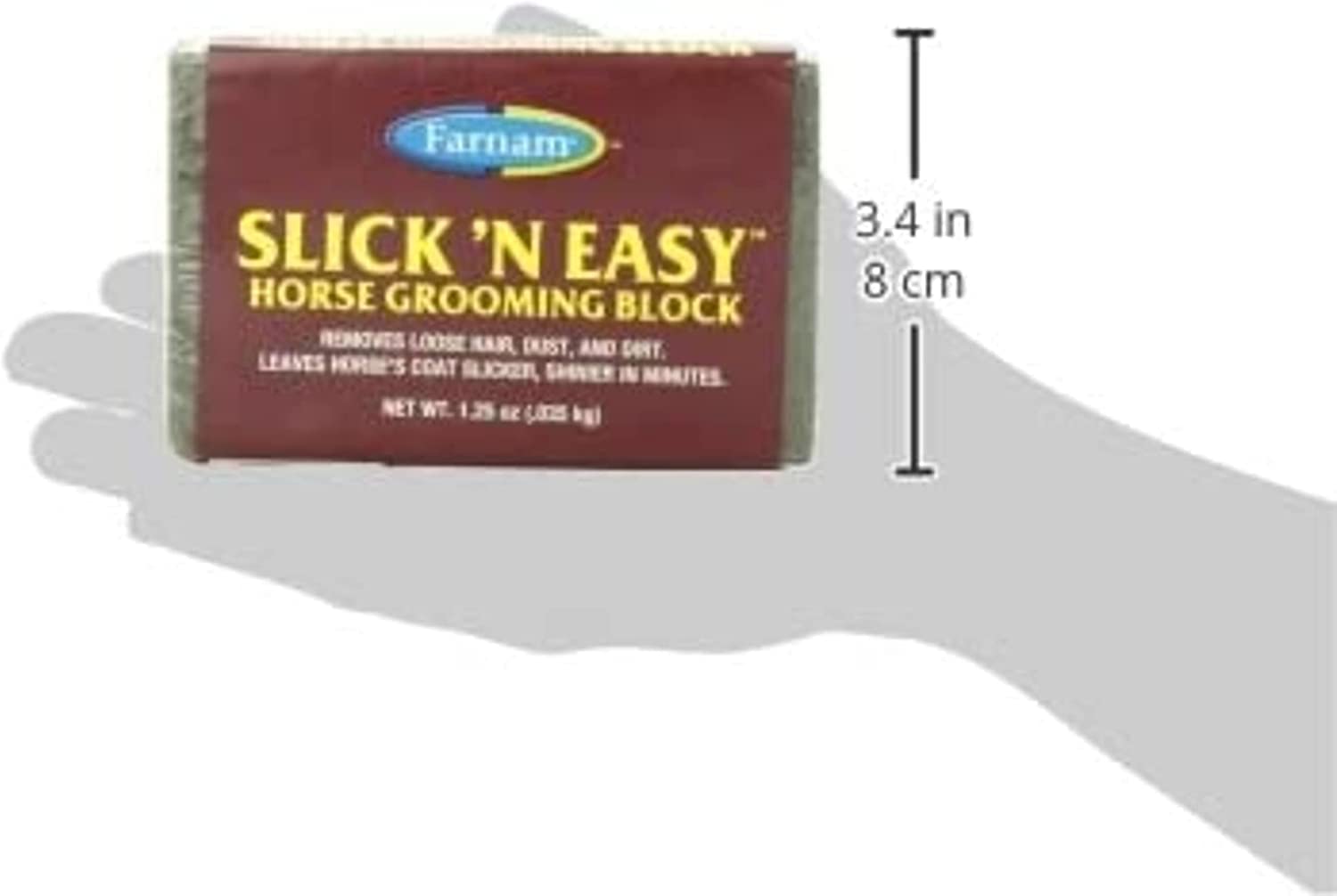 Farnam Slick 'N Easy Grooming Block for Horses, 1.25 oz, Green, One Size - Essential Grooming Tool for Healthy Coats