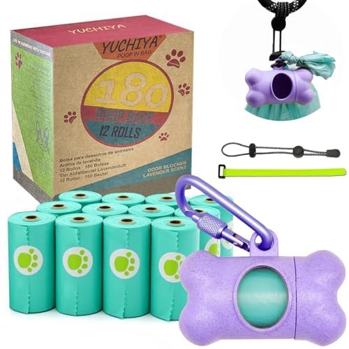 Dog Poop Bags Holder Dispenser With Leak-Proof Scented Doggy Waste Bags And Carabiner Plus Hook And Loop Fastener Never Loose On