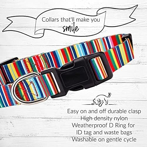 Lucky Love Dog Collar, Beautiful & Vivid Patterns, Rainbow Dog Collar For X-Large Dogs, Easy On & Off Clasp Accessory (Hippie, X