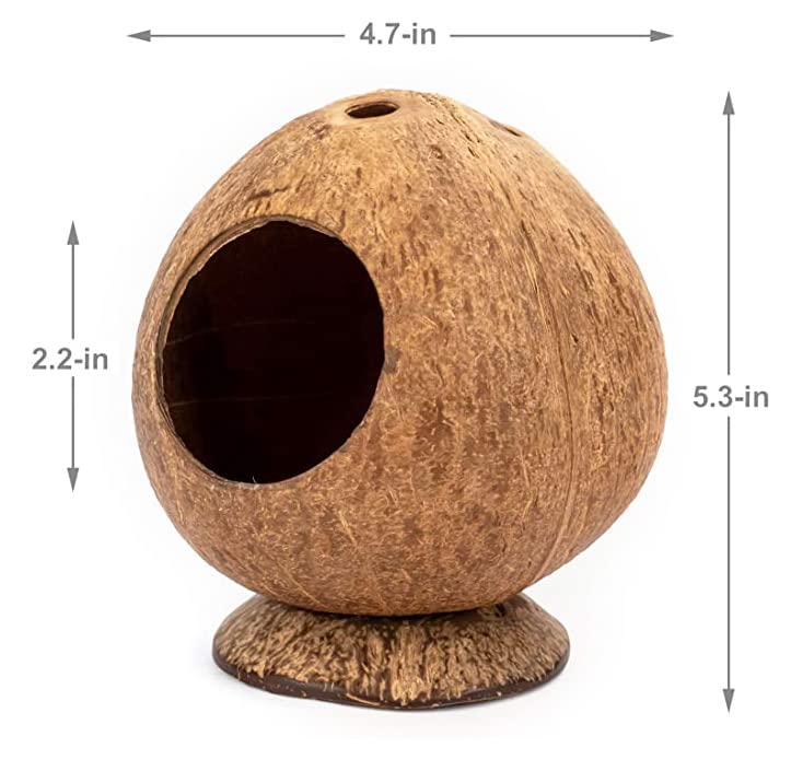 Coconut Hamster Hideout Hamster House Gerbil Cage For Small Animals With A Bundle Of Apple Sticks A Carrot (Brown)