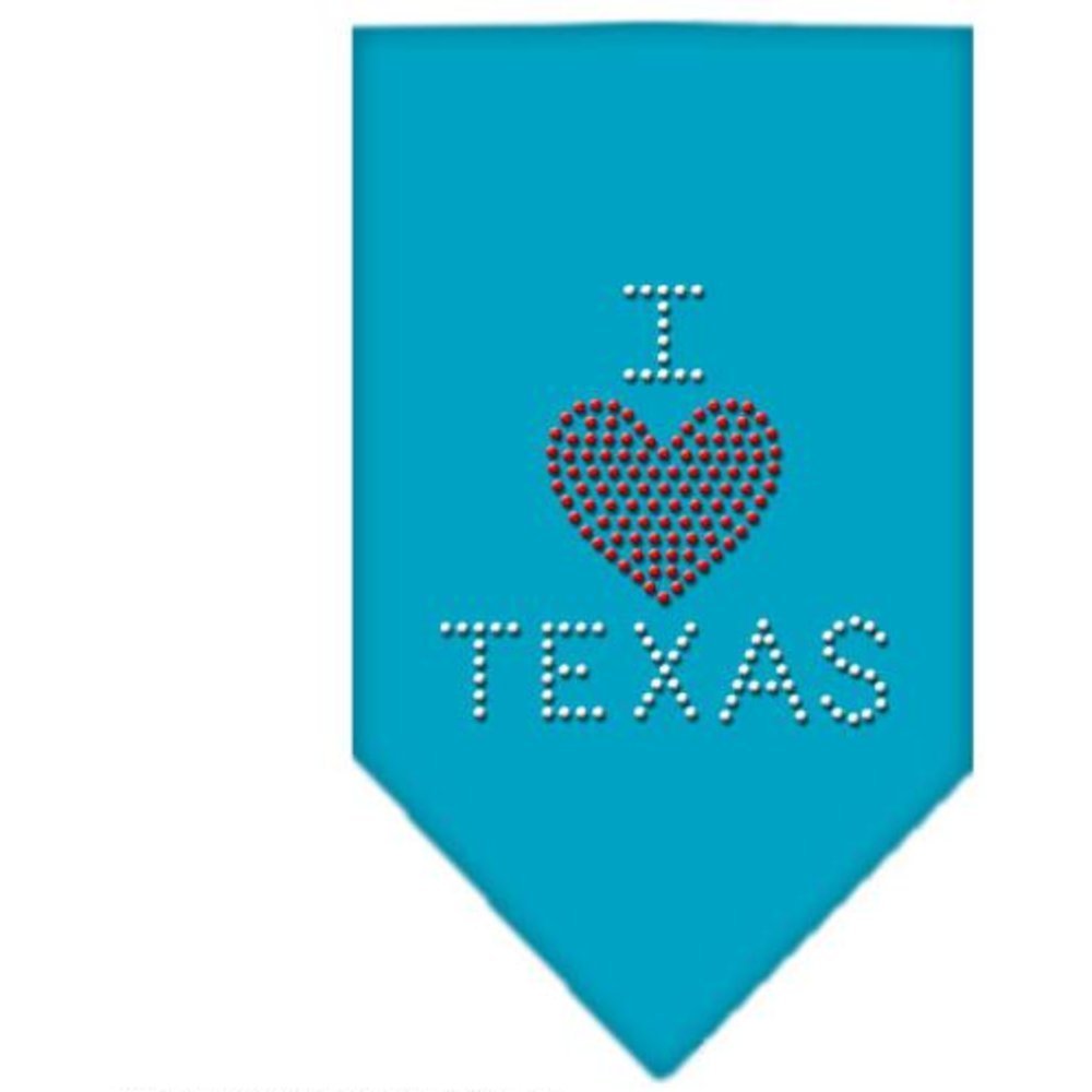 Mirage Pet Products I Heart Texas Rhinestone Bandana, Small, Turquoise