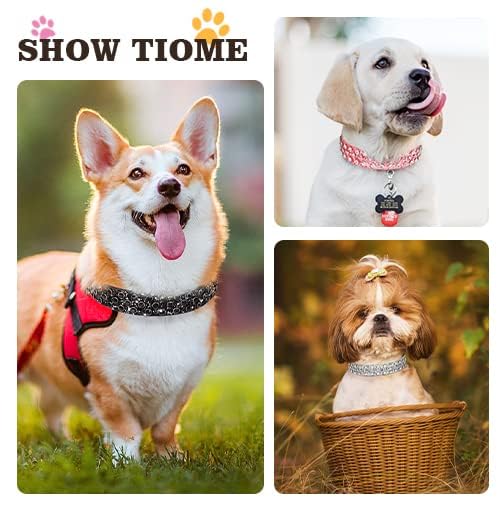 Octbersieg Rhinestone Leather Collar - Black Bling For Small To Large Dogs - Sparkly Diamond Glitter