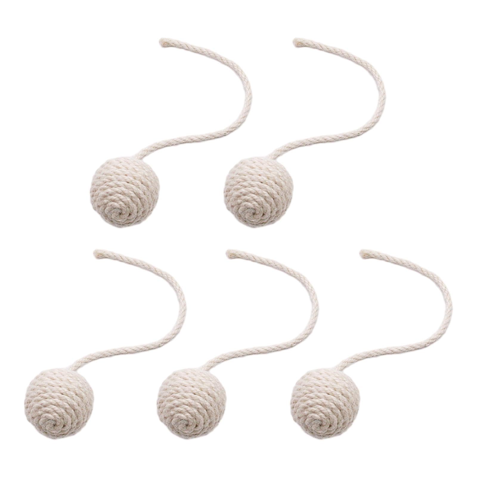 Myaddiction 5 Pieces Cat Toys Sisal Ball Self Play For Small Medium Cats Cat Teaser Toys 4.5Cm White